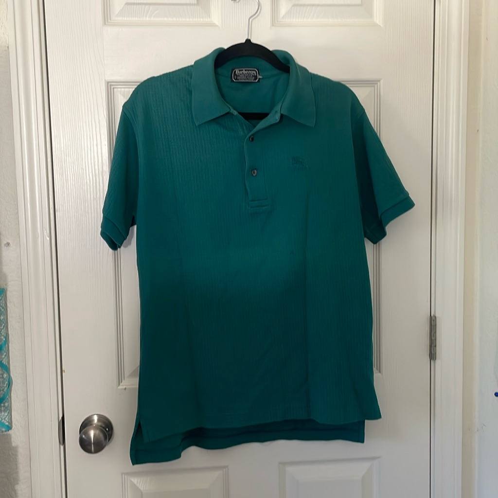 Burberry London Polo Shirt Turquoise Blue Small